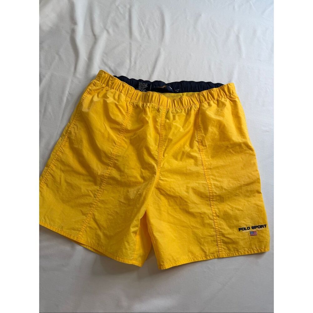 POLO SPORT Ralph Lauren Vintage Spell Out USA Flag Swimming Trunks 90s Size XL